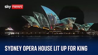 Sydney Opera House lights up for King and Queens arrival in Australia [upl. by Maiga326]