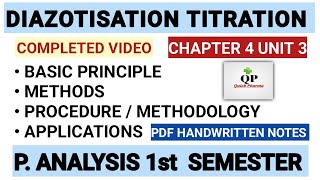 Diazotization Titration  Basic Principle  Method  Procedure  Ch 4 Unit 3  P Analysis 1st sem [upl. by Esilana]