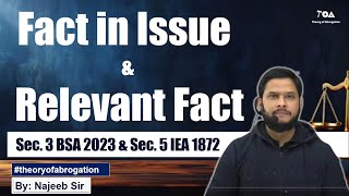 Fact in Issue  Sec 3 BSA 2023 and sec 5 IEA 1872  Evidence of relevant fact amp fact in issue [upl. by Hiram]