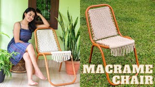 Macrame Chair  part 1 ll Recycling an old chair [upl. by Shanan]