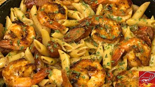 Creamy Cajun Shrimp And Sausage Pasta  Easy Cajun Pasta [upl. by Aisel]