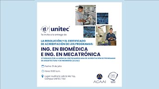 La Resolución y el Certificado de Acreditación de los Programas Ing Biomédica e Ing Mecatrónica [upl. by Akiem238]