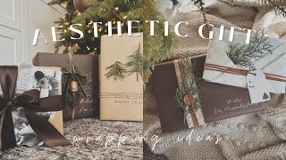 Christmas Gift Wrapping Ideas  Neutral amp Aesthetic  Gift Wrap With Me [upl. by Anel]