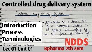 Controlled Drug Delivery Systems  CDDS  Introduction  Process Terminologies  Lec 01 Unit 01 [upl. by Kir339]