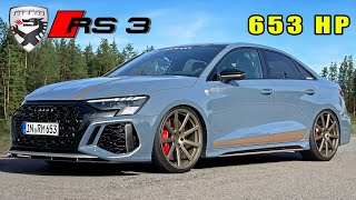 653HP AUDI RS3 MTM 8Y  REVIEW on AUTOBAHN [upl. by Nednal929]