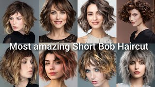 very stylish and most demanding huskut shag Bangs Bob cut hairstyles ideas for women over 50 [upl. by Noda]