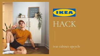 Scandinavian Style IKEA Hack  DIY Ivar Cabinet Makeover with Textured Paint amp Brass Accents [upl. by Elokcin]