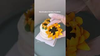 Fall inspired Pavlova Cake with sunflowers • marshmallow flowers Zefir [upl. by Pytlik]