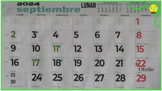 Calendario almanaque lunar septiembre 2024 [upl. by Ashjian]