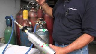 How To Transfer CO2 From A 50lb Tank To A Small Cylinder [upl. by Kcirrad]