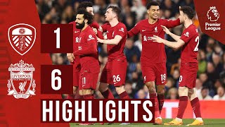 HIGHLIGHTS Leeds United 16 Liverpool  Salah amp Jota double in emphatic display [upl. by Enilada]