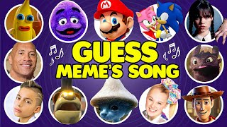 GUESS WHOS singing amp dancing🎶Freddy Fazbear Payton Dely Jojo Siwa Smurf Cat Grimace Toothless [upl. by Leatrice]