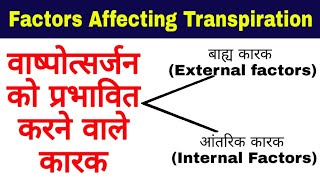 Factors Affecting transpiration वाष्पोत्सर्जन को प्रभावित करने वाले कारक Transpiration in plants [upl. by Leunamnauj]