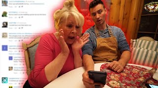 MY GRANDMA REACTS TO MEAN COMMENTS ON YOUTUBE She got mad [upl. by Alah]