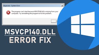 How To Fix msvcp140dll Missing Error Windows 1087 [upl. by Oilalue389]