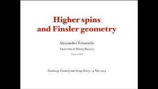 Alessandro Tomasiello  Higher Spins and Finsler Geometry [upl. by Ycniuq]