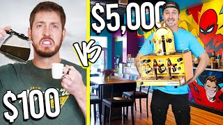 100 VS 5000 COFFEE SHOPS Budget Challenge [upl. by Nodnek]