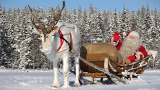 Reindeer Ride of Santa Claus 🦌🎅 Christmas departure from Lapland Finland  Santas message for kids [upl. by Lonna141]