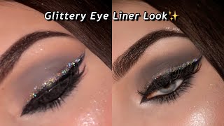 Hooded Eyes Glittery Smokey Eyes 💖 Glitter Eyeliner Tutorial for Small [upl. by Kciderf550]