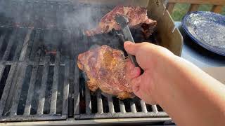 Grilling 2 Ribeyes Over Gas Grill [upl. by Duaner191]