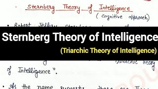 Sternberg Theory of Intelligence  Triarchic theory of intelligence tet ctet psychology [upl. by Sacram]