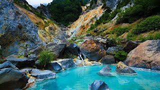 Spectacular hot spring in volcanic crator  Ubayu Onsen Masugataya  Yonezawa Yamagata JAPAN Vlog [upl. by Yci]