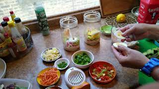 SEAFOOD MASON JAR SALAD WOLD SCHOOL BETTY CROCKER 1000 IS DRESSING [upl. by Adnara]