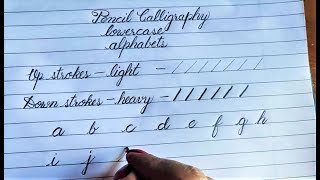 Calligraphy Alphabets  Pencil Calligraphy for beginners  Lowercase Alphabets  Small Letters [upl. by Sekofski]