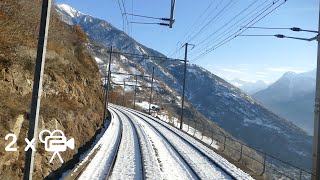 ★ 2x🎥 🇨🇭Lötschberg alpine crossing cab ride from Basel to Brig through Switzerland 012019 [upl. by Wolbrom961]