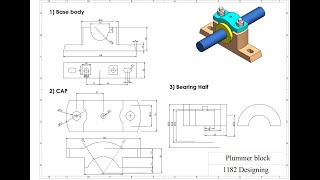 Plummer block bearing parts drawing in Solidworks [upl. by Aicenaj]