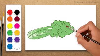 How to Draw a Celery Step by Step  Massive Kidszone [upl. by Mason]