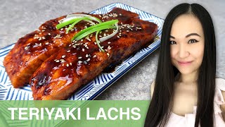 REZEPT Teriyaki Lachs  gebratener Lachs mit Teriyaki Sauce  japanisch kochen [upl. by Tat]