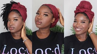 4 QUICK amp EASY HEADWRAP STYLES FOR LOCS and LOOSE NATURAL HAIR  KUWC [upl. by Wilhelmine]