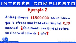 Interés compuesto  Ejemplo 2 [upl. by Cheyne]