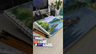 Riverscape watercolor landscape rialartist painting watercolor [upl. by Yasnil]