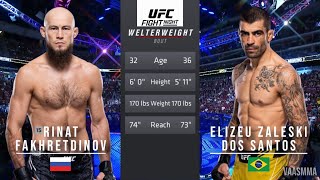 RINAT FAKHRETDINOV VS ELIZEU ZALESKI DOS SANTOS FULL FIGHT UFC FIGHT NIGHT 231 [upl. by Anael]