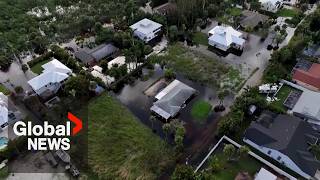 Hurricane Milton Drone shows flooded neighbourhoods destruction in Florida [upl. by Teerprug]