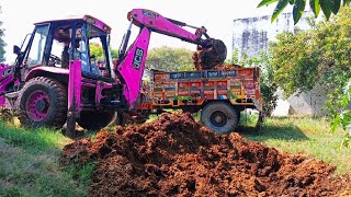 JCB 3dx Backhoe Loading Mud in Mahindra 457di trector JCB khudai JCB Miti khudai jcb jcbvideo [upl. by Shannen105]