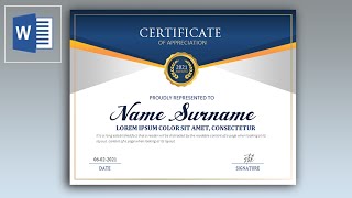 Certificate Design in MS Word  How to create certificate in Microsoft word 2007 or in 2010 [upl. by Yruam]