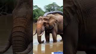 Giant python trying to swallow elephant in park [upl. by Laram569]