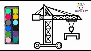 簡易繪圖｜學顏色認知｜工具車系列之移動塔吊｜家長必須觀看的兒童繪畫啟蒙課程｜早教課堂 [upl. by Osric403]