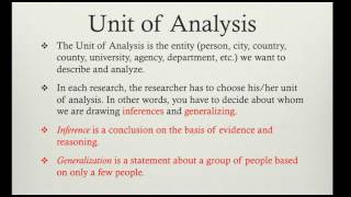 Research Methods II Formulating the Research Question Unit of Analysis [upl. by Aramoj]