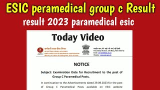 esic peramedical group c Result  esic result 2023 paramedical [upl. by Convery]