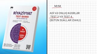 MHM ADİ VƏ ONLUQ KƏSRLƏR TEST 3 TEST 4 TAM IZAHLI [upl. by Abbate]