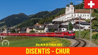 Cab Ride DisentisMustér  Chur along Switzerland’s Grand Canyon RhB train drivers view in 4K [upl. by Dwight]