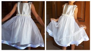 coudre robe blanche pour les filles خياطة فستان حفلات للبنات بأقل تكلفة [upl. by Hardner]