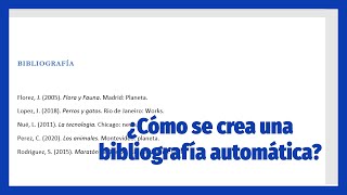 📚 ¿Cómo crear una BIBLIOGRAFÍA automática en WORD [upl. by Glynias943]