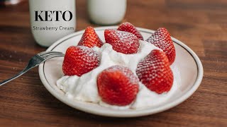 Keto Strawberry Cream ☁ ขนมคีโต สตรอเบอร์รี่ครีม 🍓 [upl. by Neelak797]