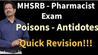 MHSRB EXAM  Poisons  Antidotes  Quick Revision [upl. by Euv]