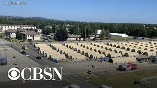 A look inside Ramstein Air Force Base in Germany where thousands of Afghan refugees await process… [upl. by Esinart717]